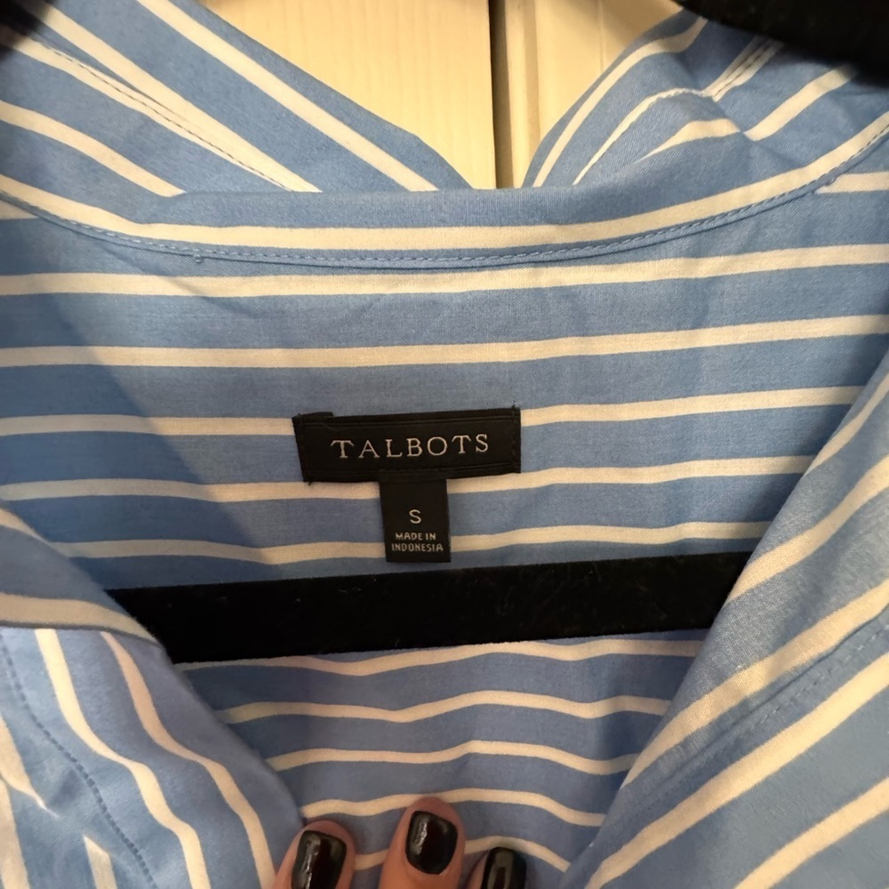 Talbots Light Blue and White Striped Casual Shirt - Picture 4 of 5